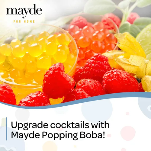 Vista 5 de Mayde Popping Boba Pearls para bebidas y postres, arándano, 7 libras