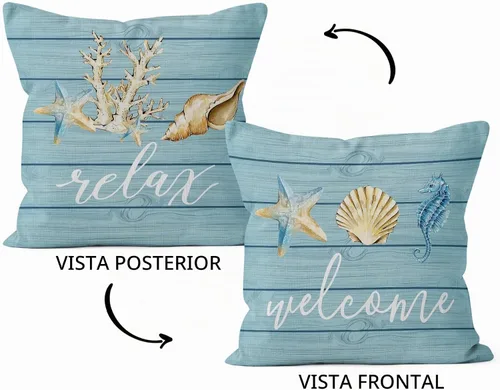 Vista 2 de HIWX Fundas de almohada costeras, fundas de almohada costeras, fundas de almohada decorativas de playa náutica, almohadas náuticas, decoración Blue1