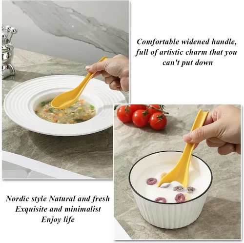 Vista 7 de Kyraton Cucharas de sopa de 24 piezas, cuchara de mesa de plástico reutilizable, cuchara asiática resistente y duradera, hecha de polipropileno