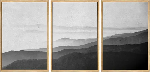 Vista 104 de SIGNWIN Lienzo enmarcado para pared, juego de arte neutro de bosque brumoso, ilustraciones en tono tierra, arte moderno, decorativo, bohemio