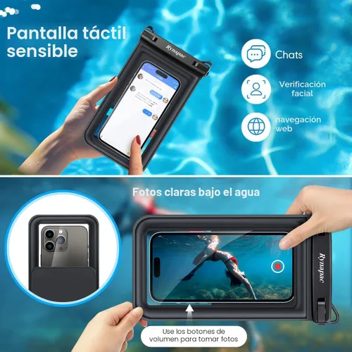 Vista 4 de [Hasta 8.5 pulgadas] Bolsa impermeable para teléfono flotante, doble bolsa impermeable con cordón para iPhone 16 15 Pro Max, Galaxy S25 S24 Ultra