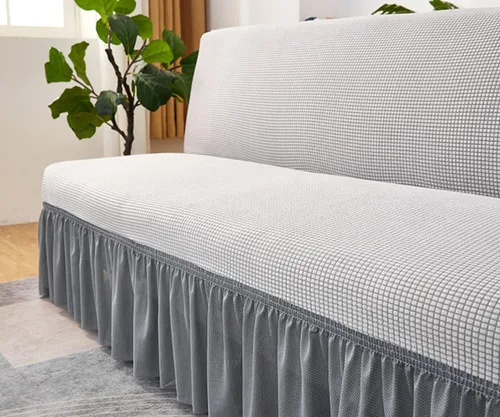 Vista 4 de Funda para sofá, funda de sofá sin brazos, protector elástico para sofá cama con falda, funda de futón para sala de estar, protector de muebles