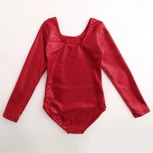 Vista 19 de AFAVOM Leotardos de gimnasia para niñas, leotardos de manga larga para niñas, brillantes y brillantes, para gimnasia, traje de ballet y danza