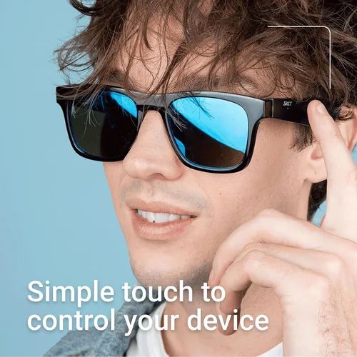 Vista 5 de Gafas inteligentes SKCT, lentes de sol de audio Bluetooth, llamadas manos libres, audio al aire libre, encendido y apagado automático, lentes