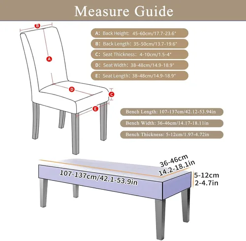 Vista 7 de CRFATOP 4 Piezas de Fundas Elásticas para Silla de Comedor con Funda para Banco Fundas Impresas para Silla de Comedor Fundas para Cojín de Asiento