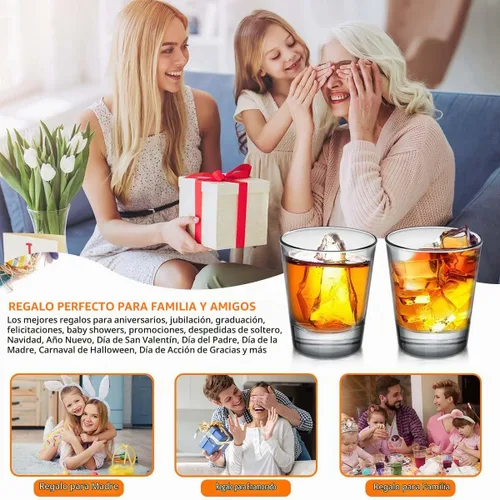 Vista 7 de OBTANIM Paquete de 6 vasos de chupito, 1.5 onzas, juego de vasos de chupito transparente con base pesada para bares, restaurantes, hogar
