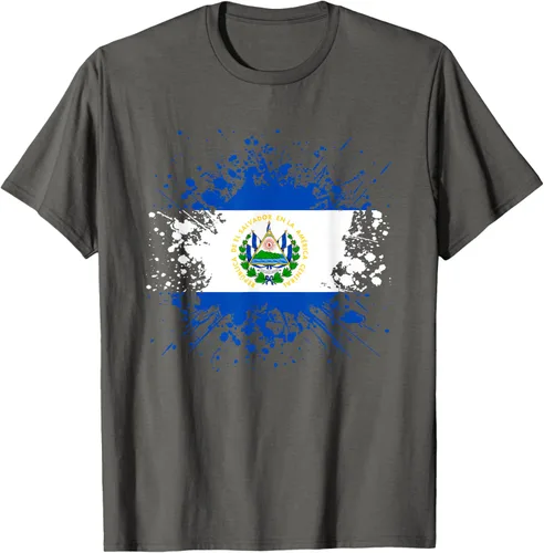 Vista 25 de Camiseta Salvador Patrimonio de la Familia Salvadoreña País Bandera de El Salvador, Negro