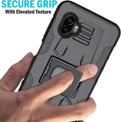 Vista 4 de Funda con clip para Galaxy XCover 6 Pro, Nakedcellphone Funda de agarre de anillo resistente con soporte [placa de montaje integrada]