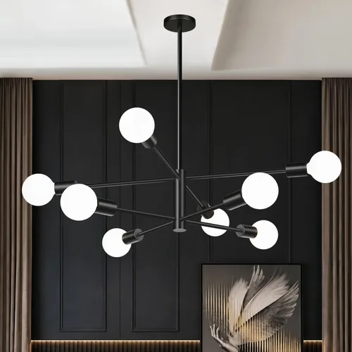 Vista 19 de Sputnik - Lámpara de techo con 6 luces para comedor Negro y oro cepillado