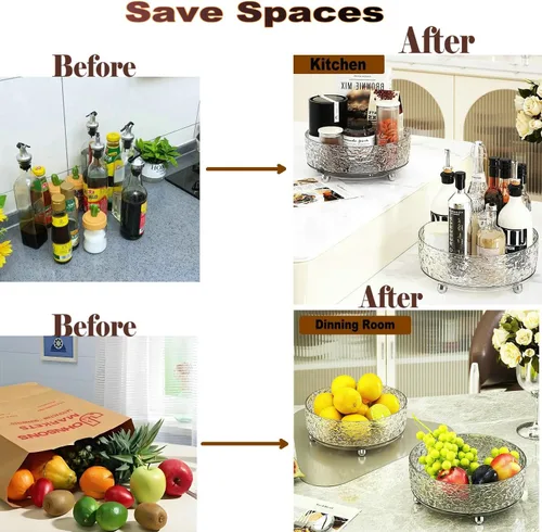 Vista 4 de CHIRISEN Organizador de maquillaje giratorio de 360° para perfume, Lazy Susan, organizador de cosméticos para tocador, almacenamiento giratorio