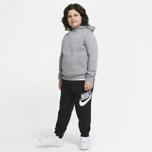 Vista 3 de Nike Sudadera con capucha Club para niños (niños grandes) carbón jaspeado, SM (8 niños grandes), Carbón jaspeado blanco