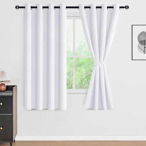 Vista 111 de DWCN - Cortinas 100% opacas para dormitorio con forro negro, cortinas de ventana de doble capa con aislamiento térmico que oscurecen toda la Azul