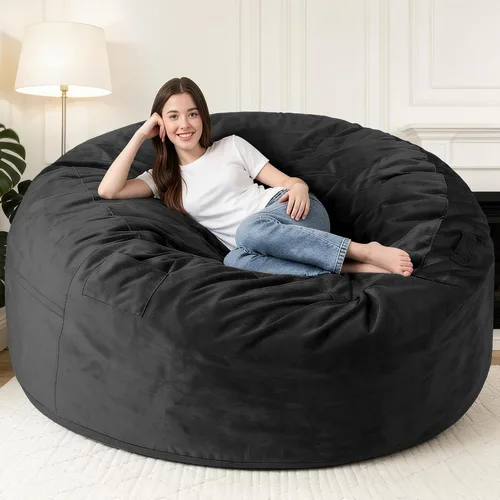 Vista 13 de Silla Puf de 2 Pies con Funda de Terciopelo Ultra Suave Sofá Puf con Espuma con Memoria Sillas Puf de Tamaño Grande Sofá Perezoso para Dormitorio