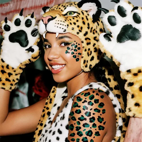 Vista 3 de Tatuajes temporales con estampado de leopardo, 6 hojas de calcomanías realistas de piel de leopardo para adultos y niños, perfectas para Halloween