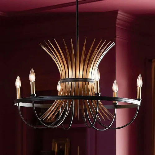Vista 7 de Kichler Baile - Candelabro de 6 luces de 29 pulgadas en latón natural y negro