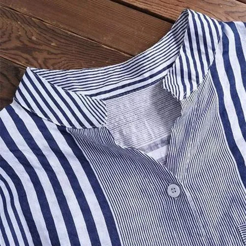 Vista 4 de Camiseta de lino para mujer, ajuste holgado, vintage, con lazo de encaje, cuello en V, bordada, cómoda, relajada, manga 34
