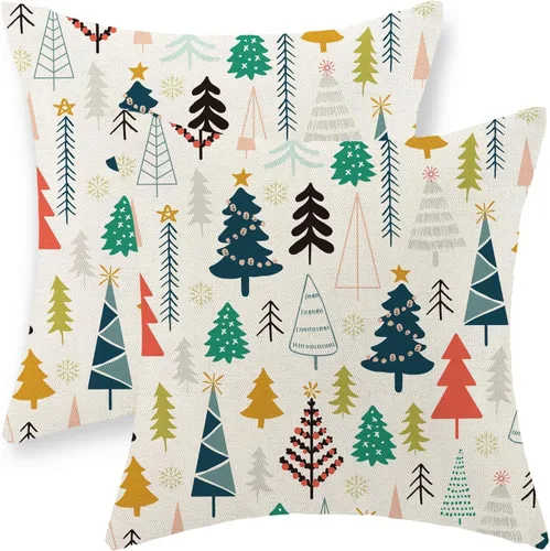 Vista 14 de Juego de 2 fundas de almohada navideñas de 18 x 18 pulgadas, con bastón de caramelo de hombre de jengibre, decoración de invierno, decoración