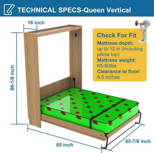 Vista 2 de TOPOWN Kit de cama Murphy de lujo tamaño Queen Murphy Kit de cama Murphy Kit de cama Murphy Kit de cama Queen (vertical)