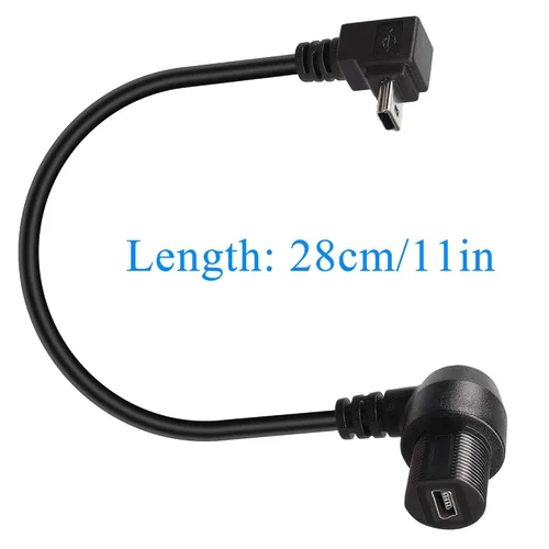 Vista 6 de QIANRENON Cable de extensión mini USB en ángulo de 90 grados, impermeable, mini USB de 5 pines, ángulo recto, macho a hembra, cable de montaje