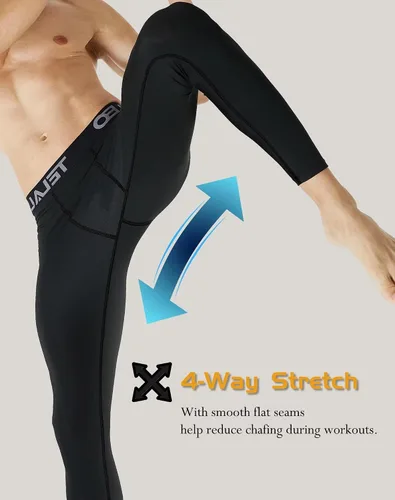 Vista 5 de Paquete de 5 o 4 pantalones de compresión térmica para hombre, con forro polar, mallas deportivas para clima frío, ropa de invierno