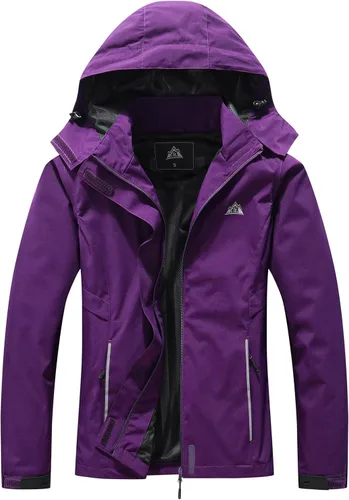 Vista 12 de MOERDENG Chaqueta impermeable para mujer, chaqueta de lluvia ligera con capucha, chaqueta de senderismo de softshell, rompevientos Negro