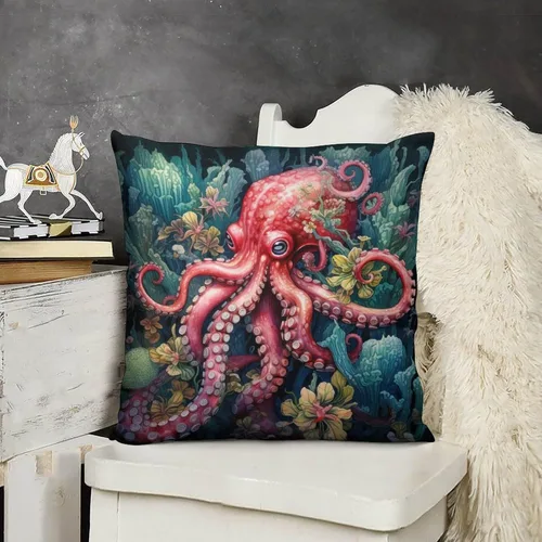 Vista 12 de Cojines Decorativos para Sala - Fundas de cojín cuadradas suaves de pulpo, 20 x 20 pulgadas, náutico, costero, playa, casa, vida marina, decoración