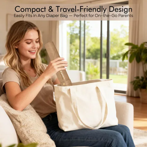 Vista 2 de Cambiador portátil, cambiador de pañales, cambiador de bebé, impermeable y lavable, almohadilla de cambio de cuero vegano para el hogar y viajes