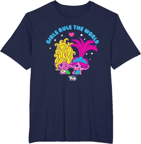 Vista 16 de DreamWorks Trolls Band Together - Camiseta para niñas con leyenda "Rule", diseño Negro