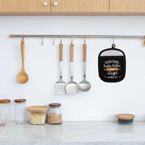 Vista 5 de LEVLO Los mejores regalos de cocina para hornear para madre, padre, todo sabe mejor cuando Mimi/abuela/nana/papa/nonna/gigi hace que sea guantes