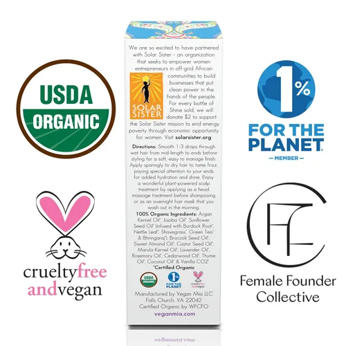 Vista 2 de Aceite de romero orgánico USDA para el crecimiento del cabello con ricino, jojoba y más de Vegan Mia para nutrición intensa y tratamiento