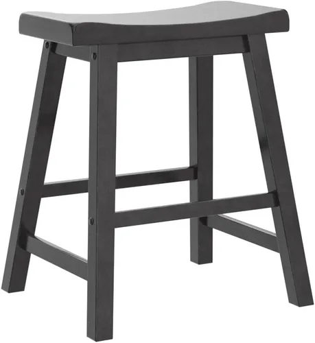 Vista 5 de Lexicon Victoria - Juego de 2 taburetes de altura de mesa de madera maciza, taburetes de cocina para comedor, asientos de silla sin brazos, perfecto