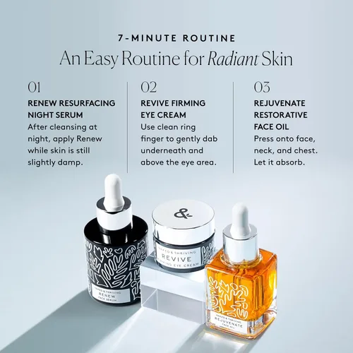 Vista 8 de Naked & Thriving Rutina nocturna restauradora Suero de noche Renovado (1.0 fl oz) + crema de ojos Revive (0.5 fl oz) + aceite facial rejuvenecedor