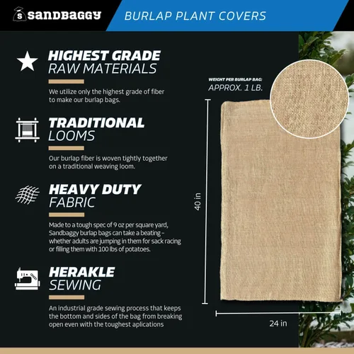 Vista 3 de Sandbaggy Bolsas de arpillera de 24 x 40 pulgadas, tela de protección contra heladas y congelación para árboles, arbustos y plantas al aire libre