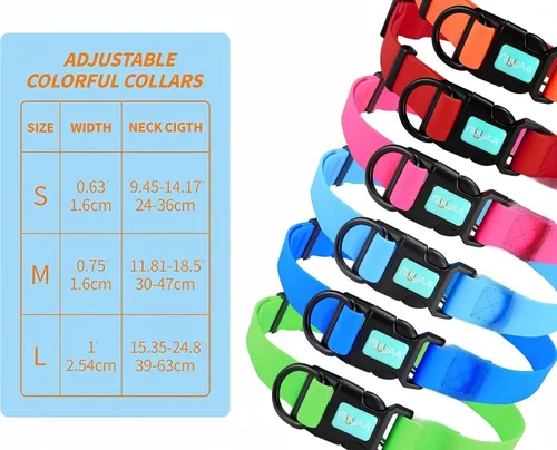 Vista 3 de Collares de perro impermeables, fácil de limpiar, collares ajustables para perros pequeños, medianos y grandes (negro, M)