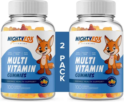 Vista 8 de Gomitas multivitamínicas para niños, sin OMG, sin gluten, veganas multivitamínicas con vitamina C, B3, B5, B6, B12, zinc, 100 unidades, 1 paquete