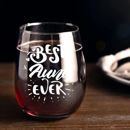 Vista 4 de Regalos para tía de sobrina sobrino – Best Aunt Ever Christmas, cumpleaños, Día de la Madre regalos para tía, tía nueva, copa de vino de 15 onzas