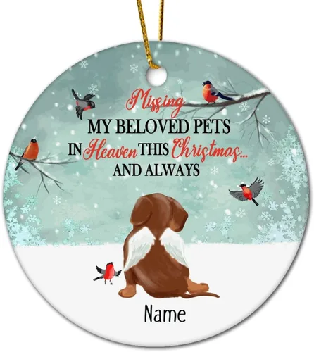 Vista 15 de Personalized Pet Memorial Ornament, Miss My Beloved Pets in Heaven Ornament, Dog Christmas Ornament, Pet Loss Gift, Dog Angel Wings Ornament, Custom