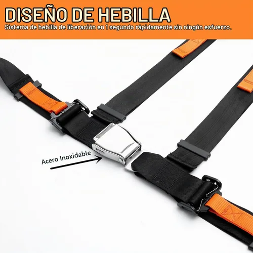 Vista 4 de Yakitoko Juego de arnés de seguridad universal de 4 puntos de 2 pulgadas para Go Kart, UTV, ATV, Racing Negro