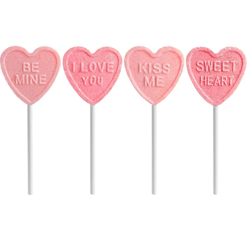 Vista 8 de Fruidles Surtido de paletas de corazón de San Valentín, caramelos prensados de dextrosa, bésame y sé mío, te amo y dulce corazón, envueltos