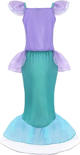 Vista 2 de Disfraz de sirena de princesa para niñas, vestido de fiesta con peluca y corona