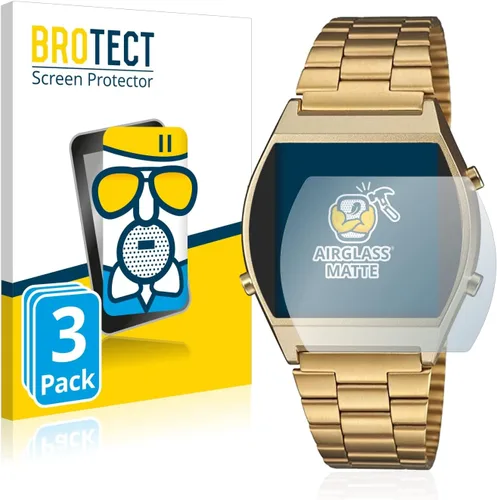 Vista 2 de brotect Protector de pantalla de vidrio antirreflejos mate compatible con Casio Retro B640WB (paquete de 3) – Película de protección 9H antiarañazos