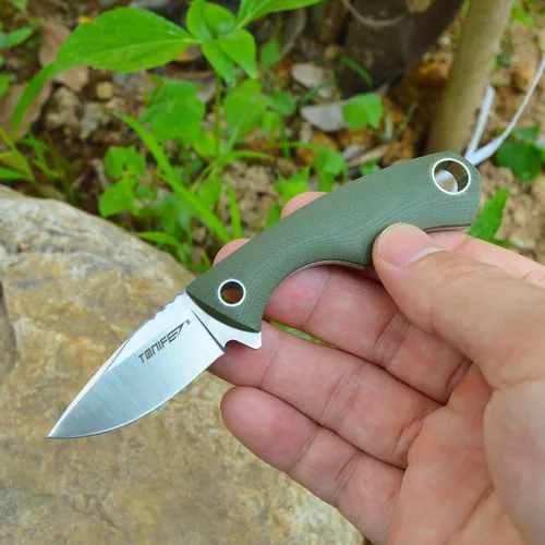 Vista 3 de TONIFE Cuchillo para el cuello, mini cuchillo de supervivencia al aire libre, hoja afilada EDC de alta dureza de 1.7 pulgadas, cuello portátil