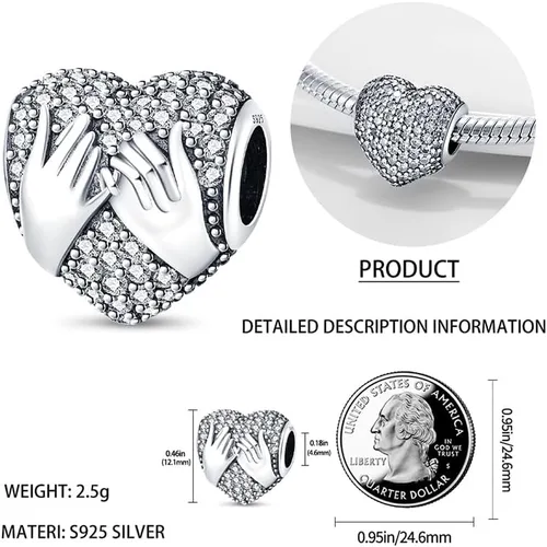Vista 5 de Abalorio de plata de ley 925 para pulseras y collares Pandora para mujer, circonitas cúbicas 5A, cuentas de joyería