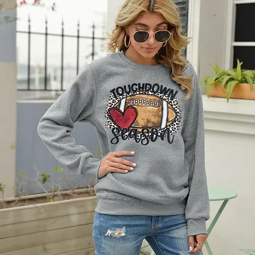 Vista 4 de MNLYBABY Touchdown Season Football Sweatshirt Women Game Day Football Pullover Shirts Football Event Sweatshirt