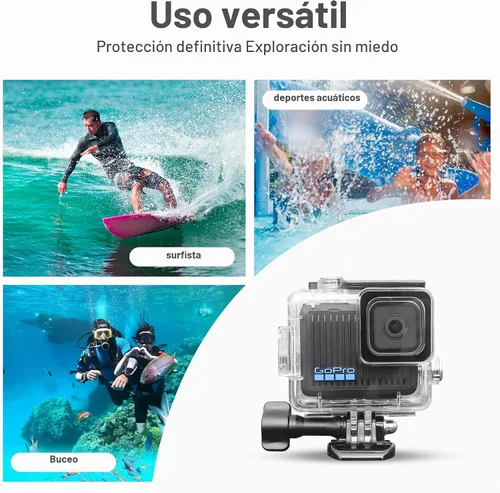Vista 6 de OKFUN Funda protectora de buceo impermeable para Go Pro Hero 4K, 196 pies/196.9 ft, carcasa duradera para buceo subacuático, esnórquel, surf