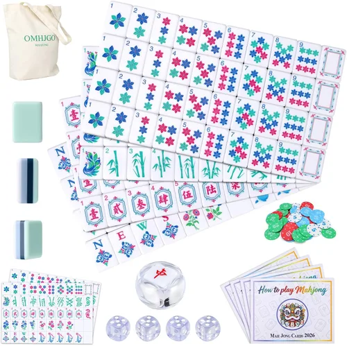 Vista 14 de Juego de azulejos de Mahjong americano de 4 capas para amantes de Púrpura pálido-2