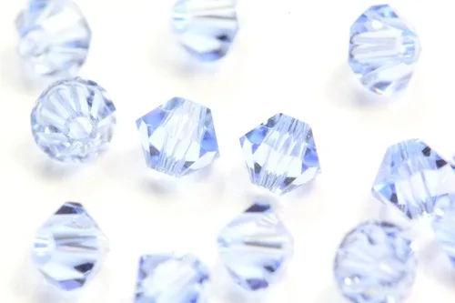 Vista 3 de Preciosa - 100 cuentas sueltas de cristal bicono facetado pequeño de 0.157 in (0.16 pulgadas) azul zafiro claro, compatibles con Swarovski 5301/5328