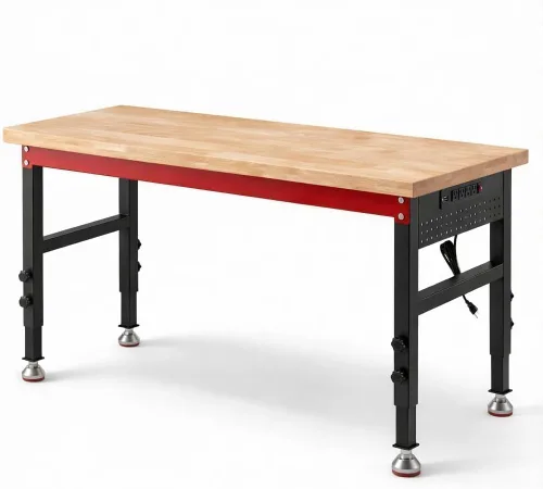 Vista 12 de Banco de trabajo resistente de 60 pulgadas, banco de trabajo de capacidad de carga de 2500 libras con parte superior de madera laminada de 1.2