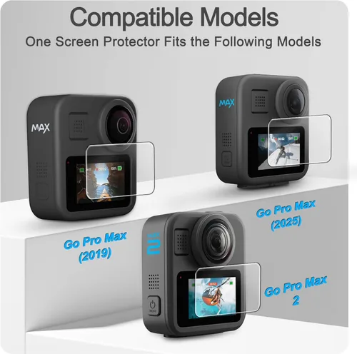 Vista 3 de FiTSTILL Protector de pantalla de vidrio templado para Go Pro MAX2/MAX360 2025/MAX Fusion (2019), resistente a los arañazos, pantalla LCD de vidrio