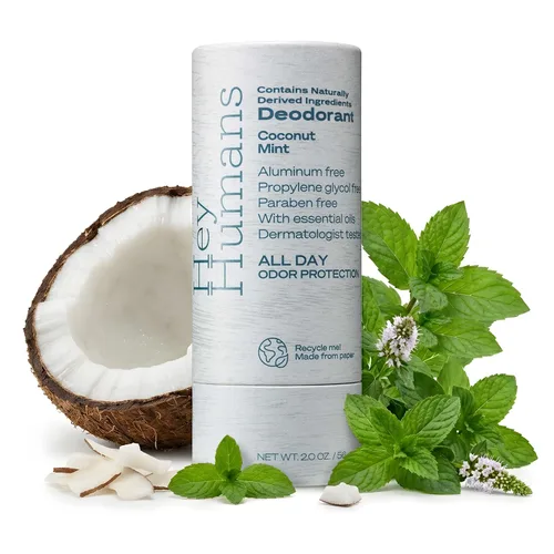 Vista 37 de Hey Humans Desodorante, desodorante sin aluminio para mujeres y hombres, contiene ingredientes derivados naturalmente, control de olores durante